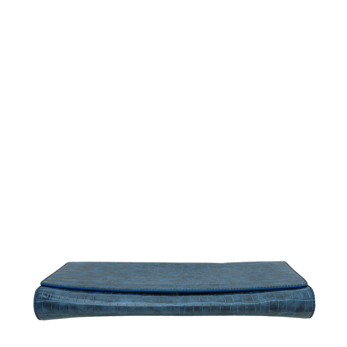 Stella Mccartney Blue Faux Croc Betty XL Clutch