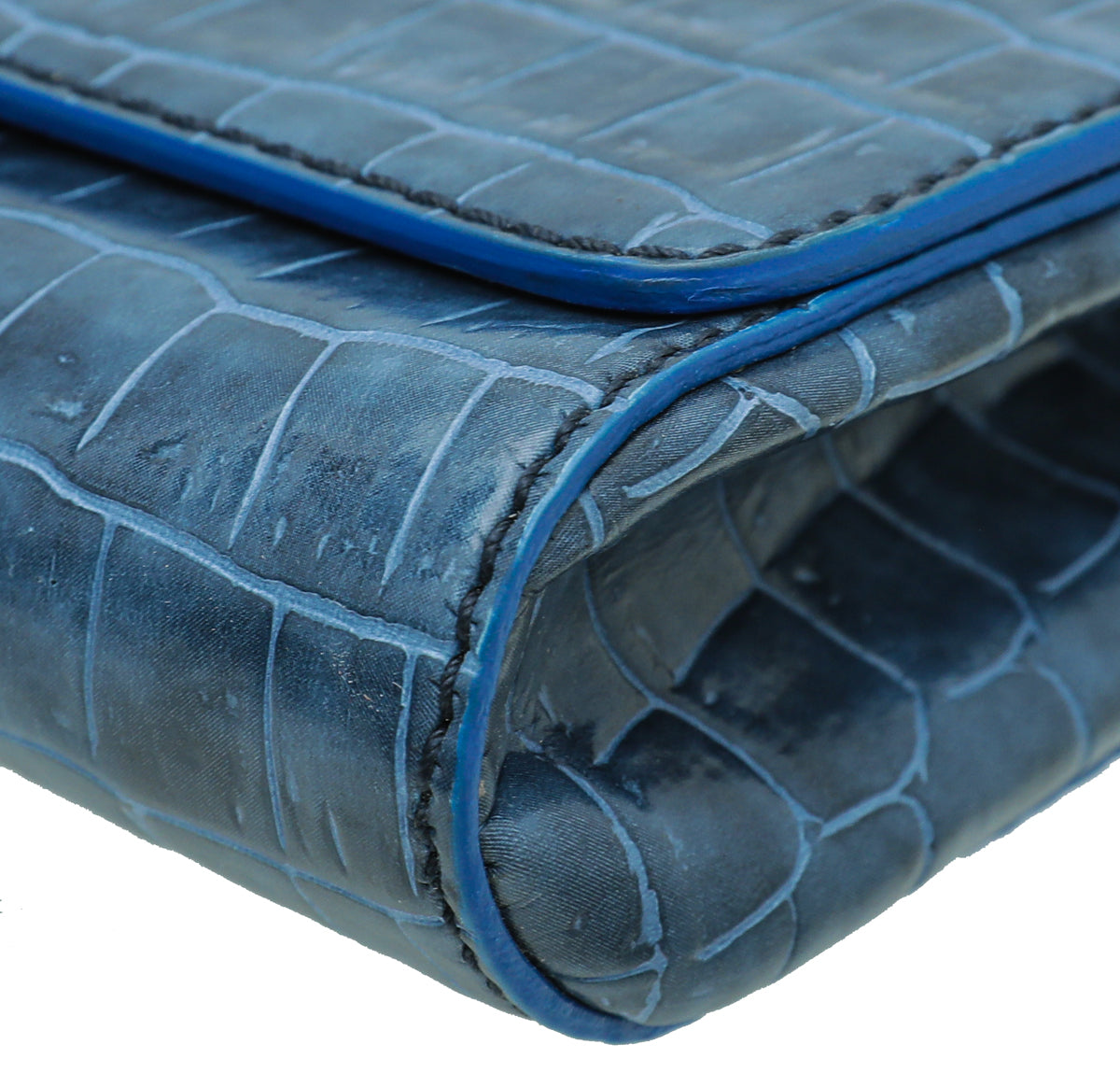 Stella Mccartney Blue Faux Croc Betty XL Clutch