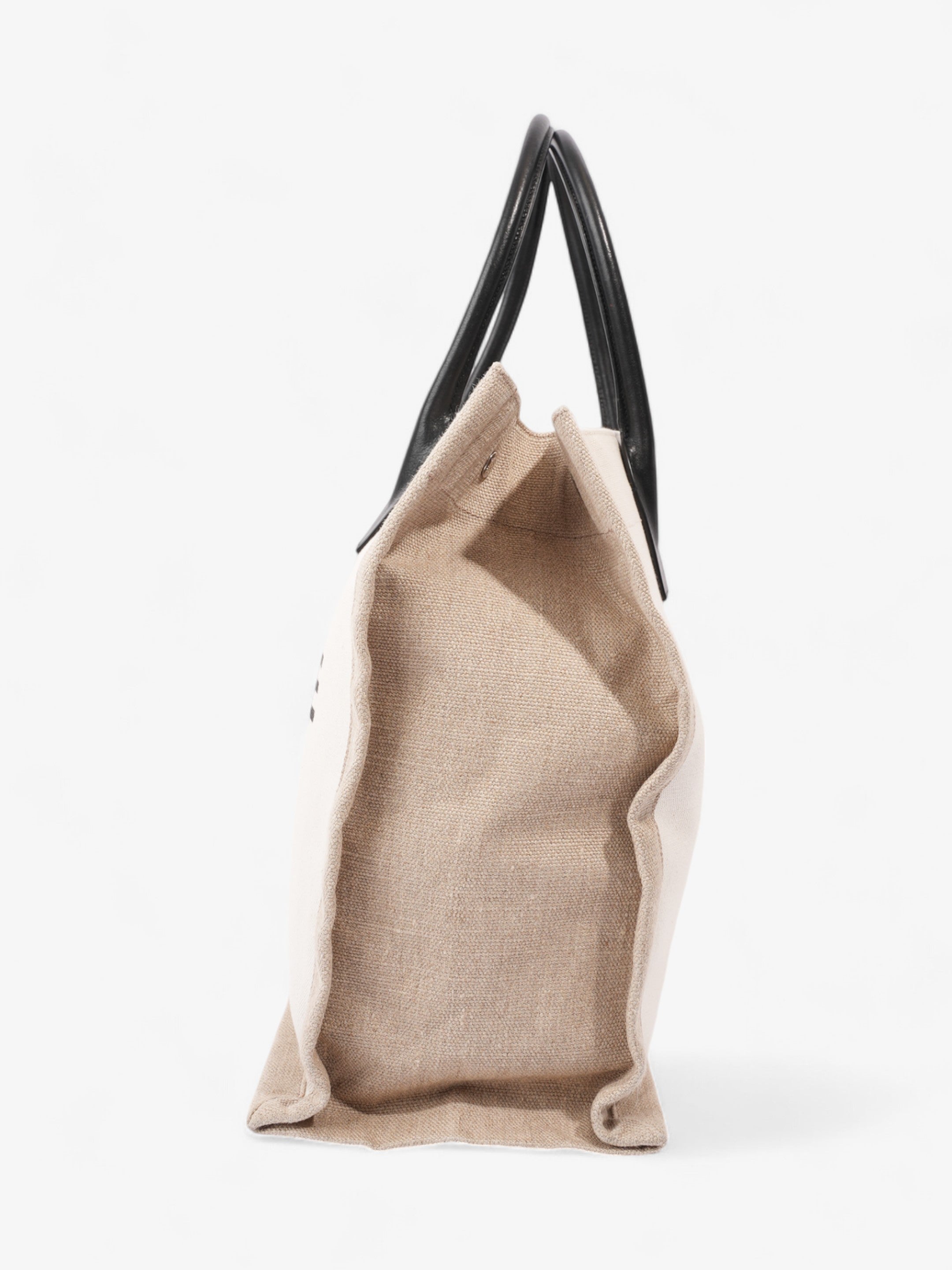 Saint Laurent Rive Gauche Tote Greige / Black Canvas Large