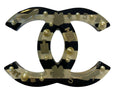 Rare Chanel 05A Oversized Large Black White Striped Resin Pearl Enamel CC Brooch