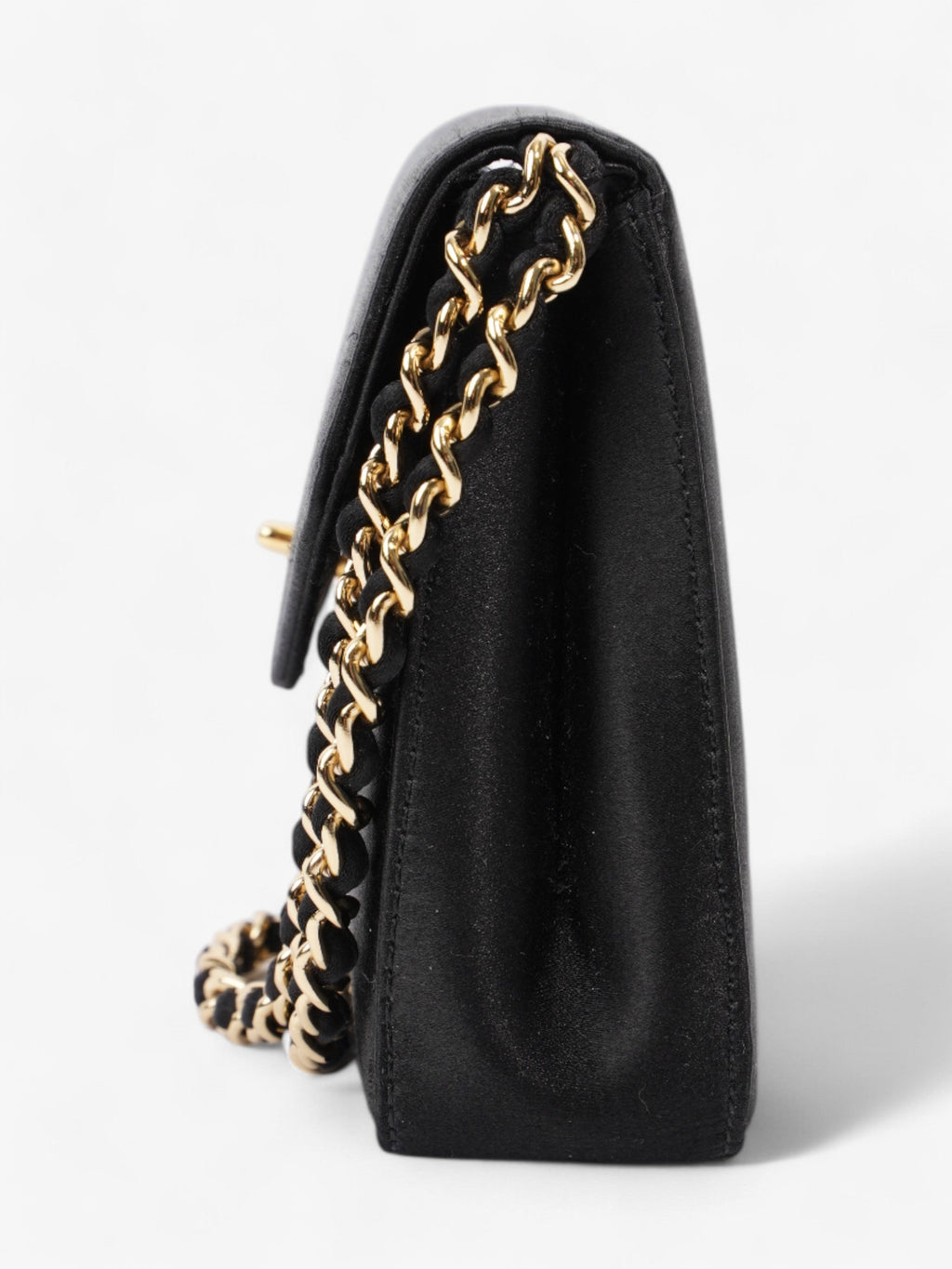 Chanel Vintage Envelope Wristlet Black Satin