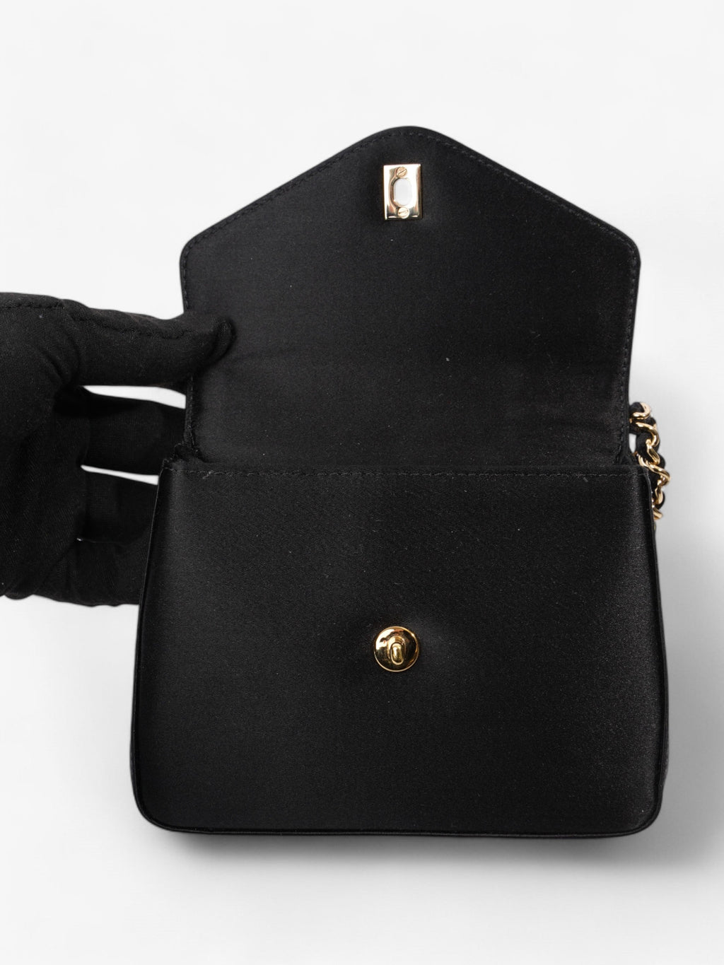 Chanel Vintage Envelope Wristlet Black Satin