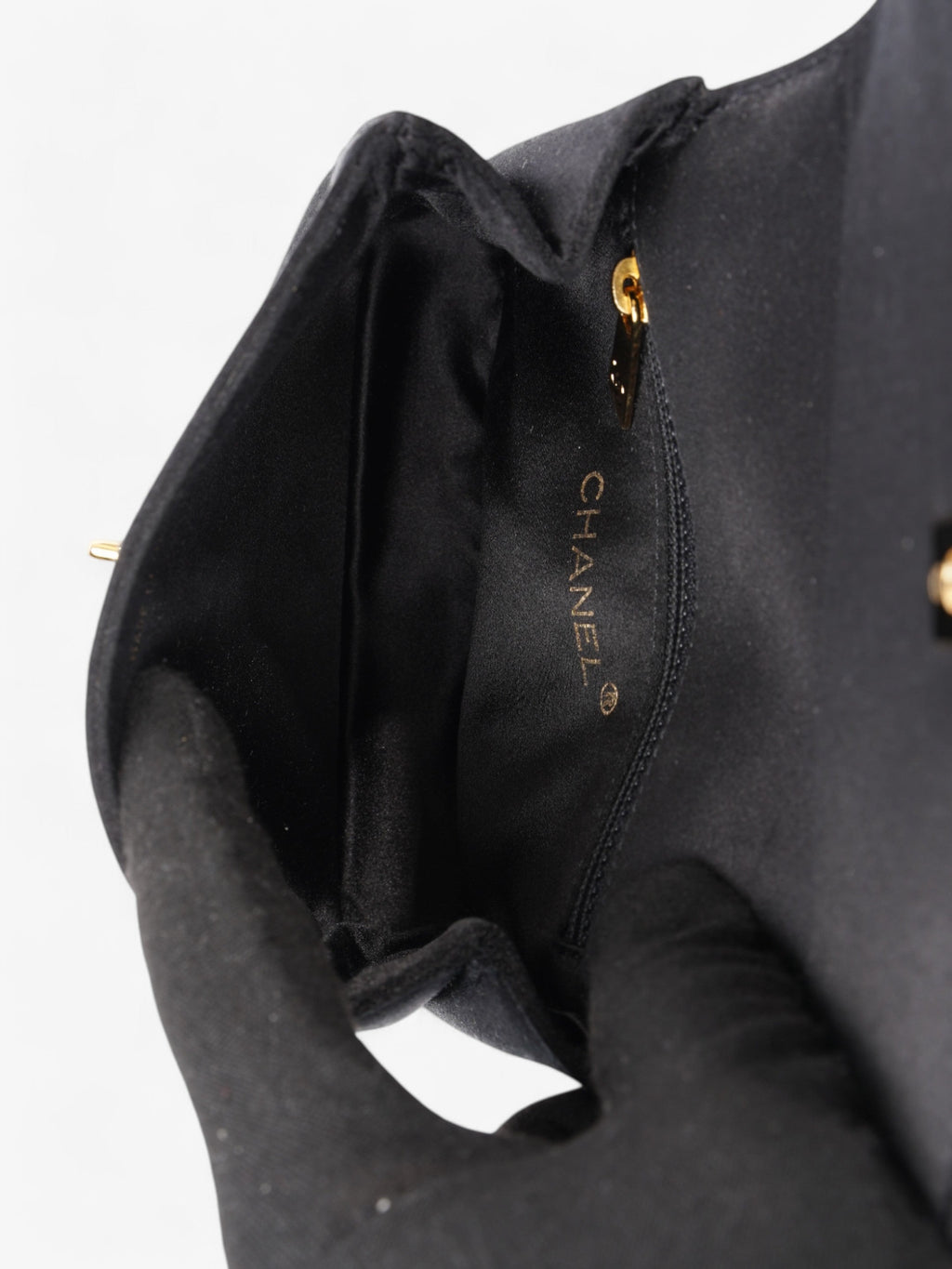 Chanel Vintage Envelope Wristlet Black Satin