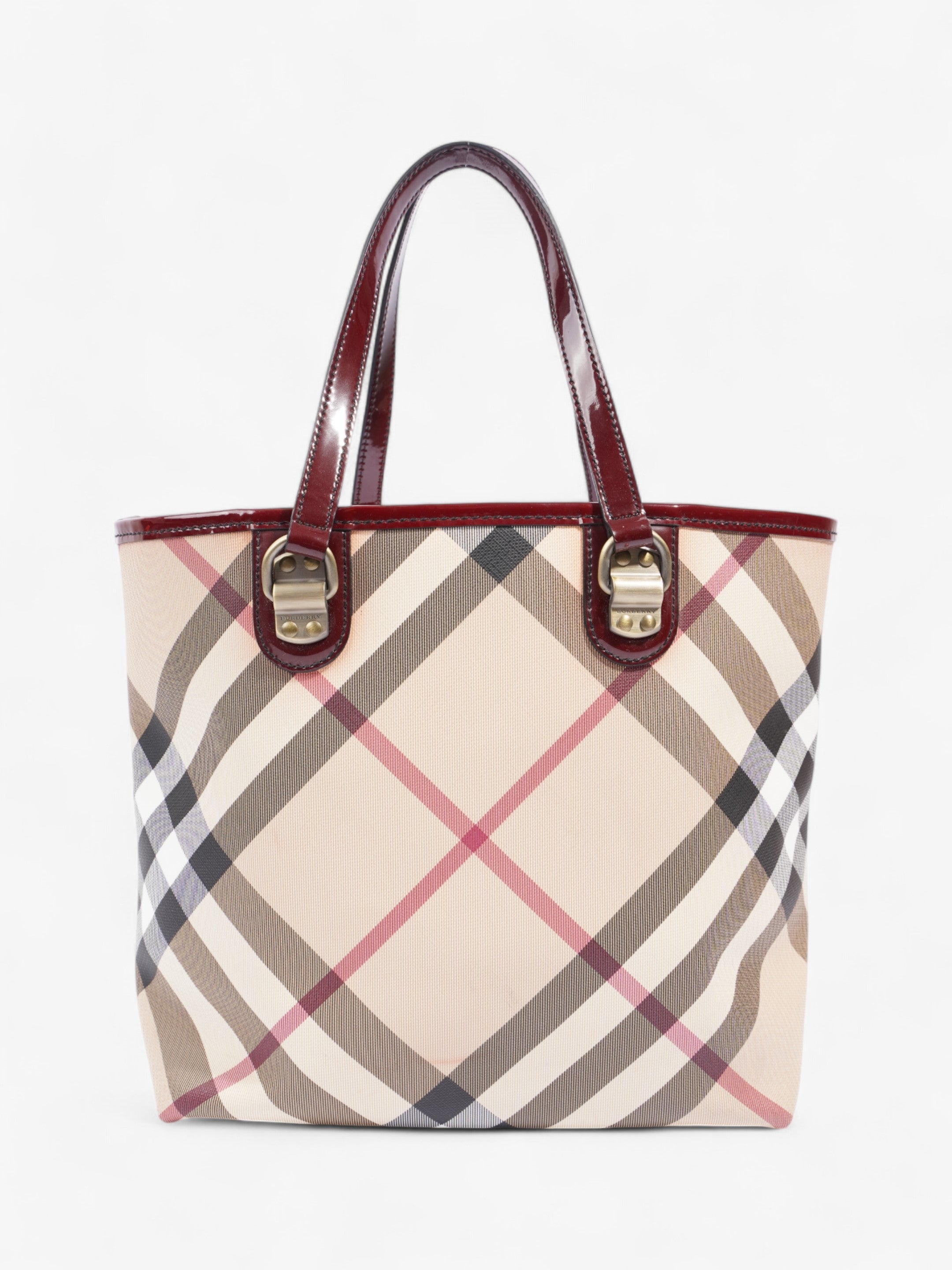 Burberry Check Tote Nova Check / Deep Red Canvas