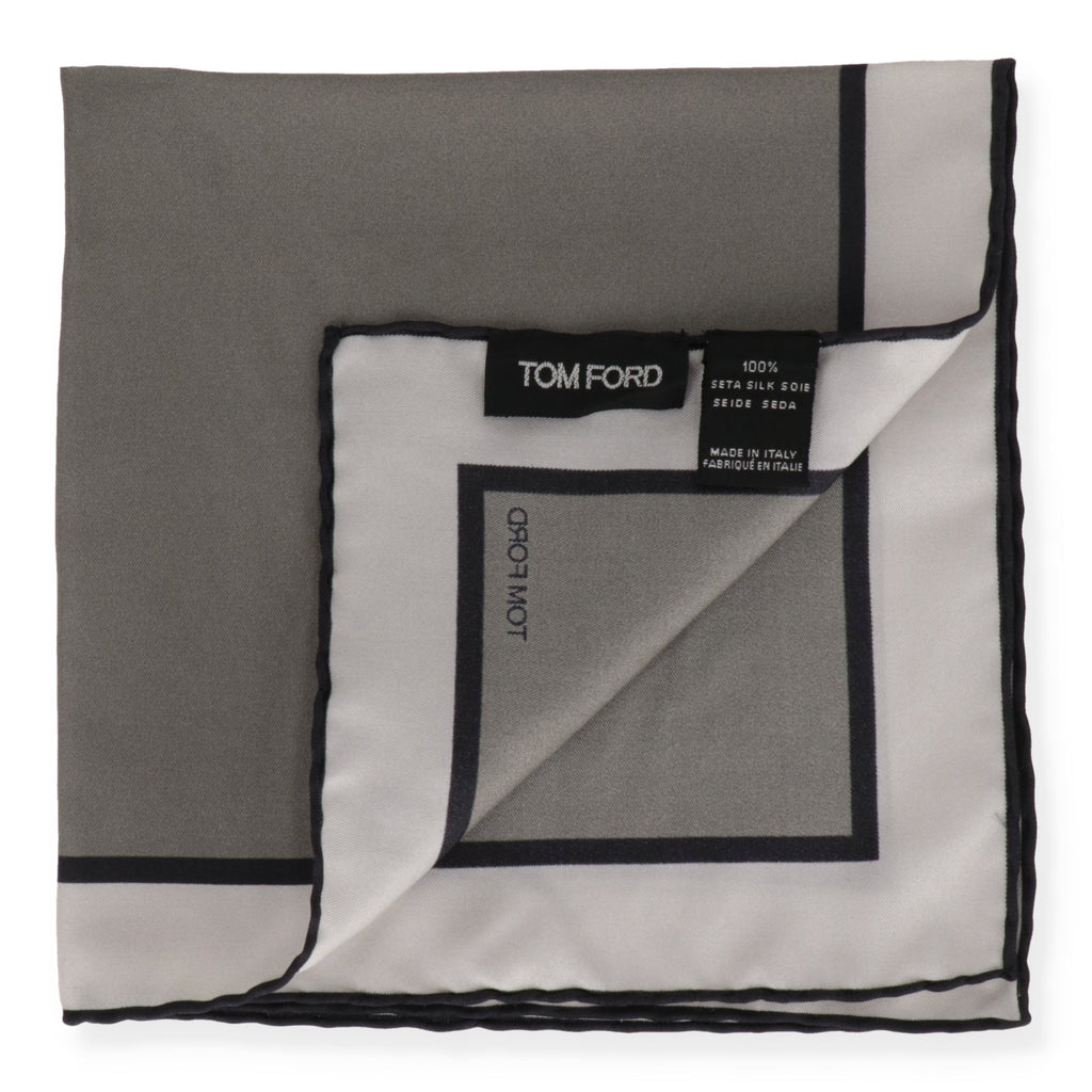 Tom Ford Mens Grey Pocket Square