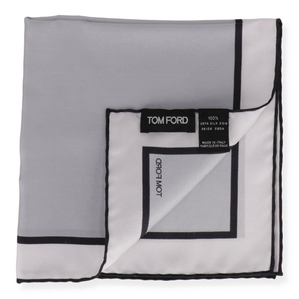 Tom Ford Mens Silver Pocket Square
