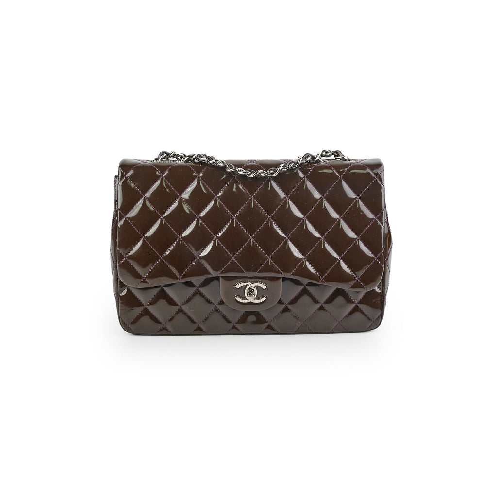 Chanel Jumbo Patent Brown Shoulder Bag