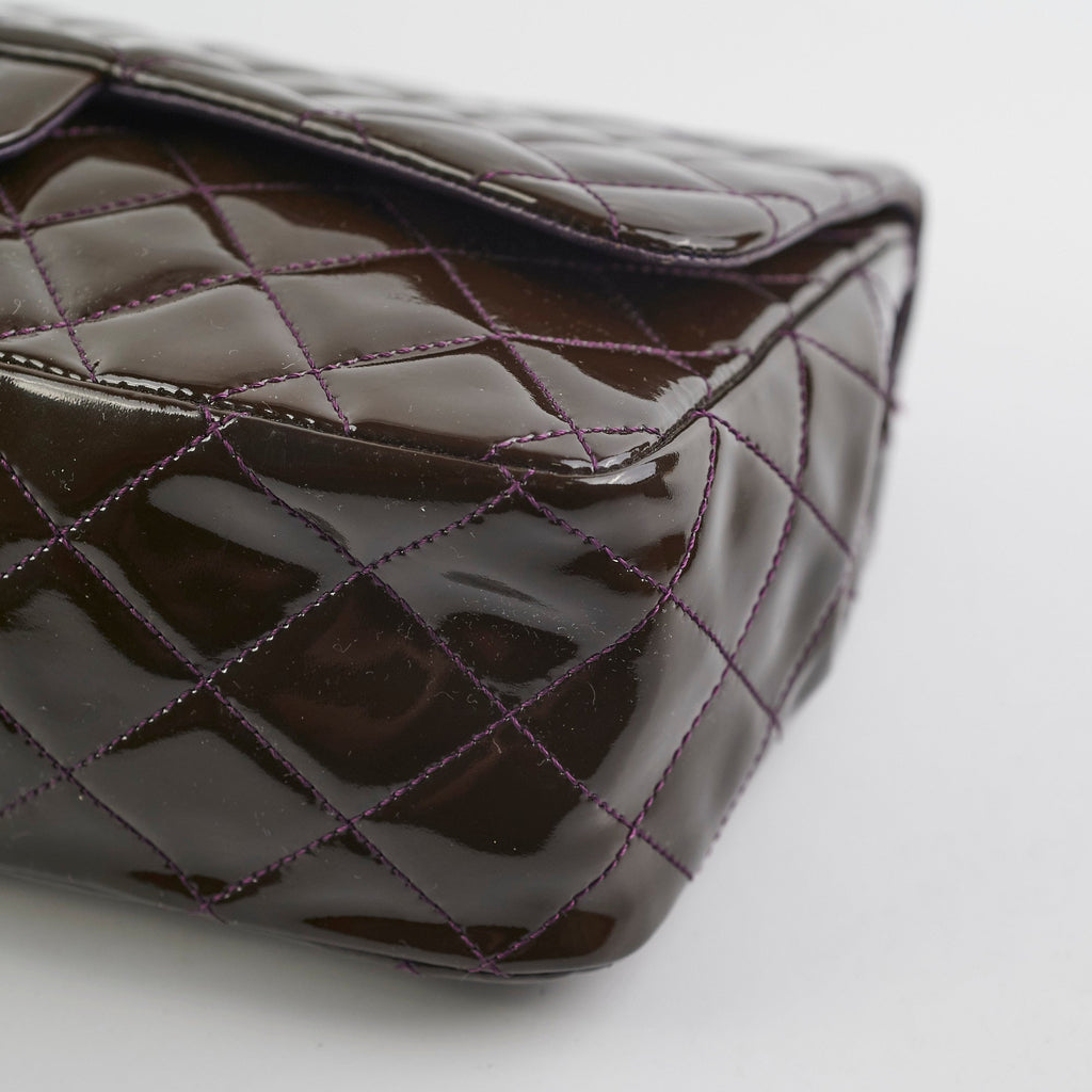 Chanel Jumbo Patent Brown Shoulder Bag