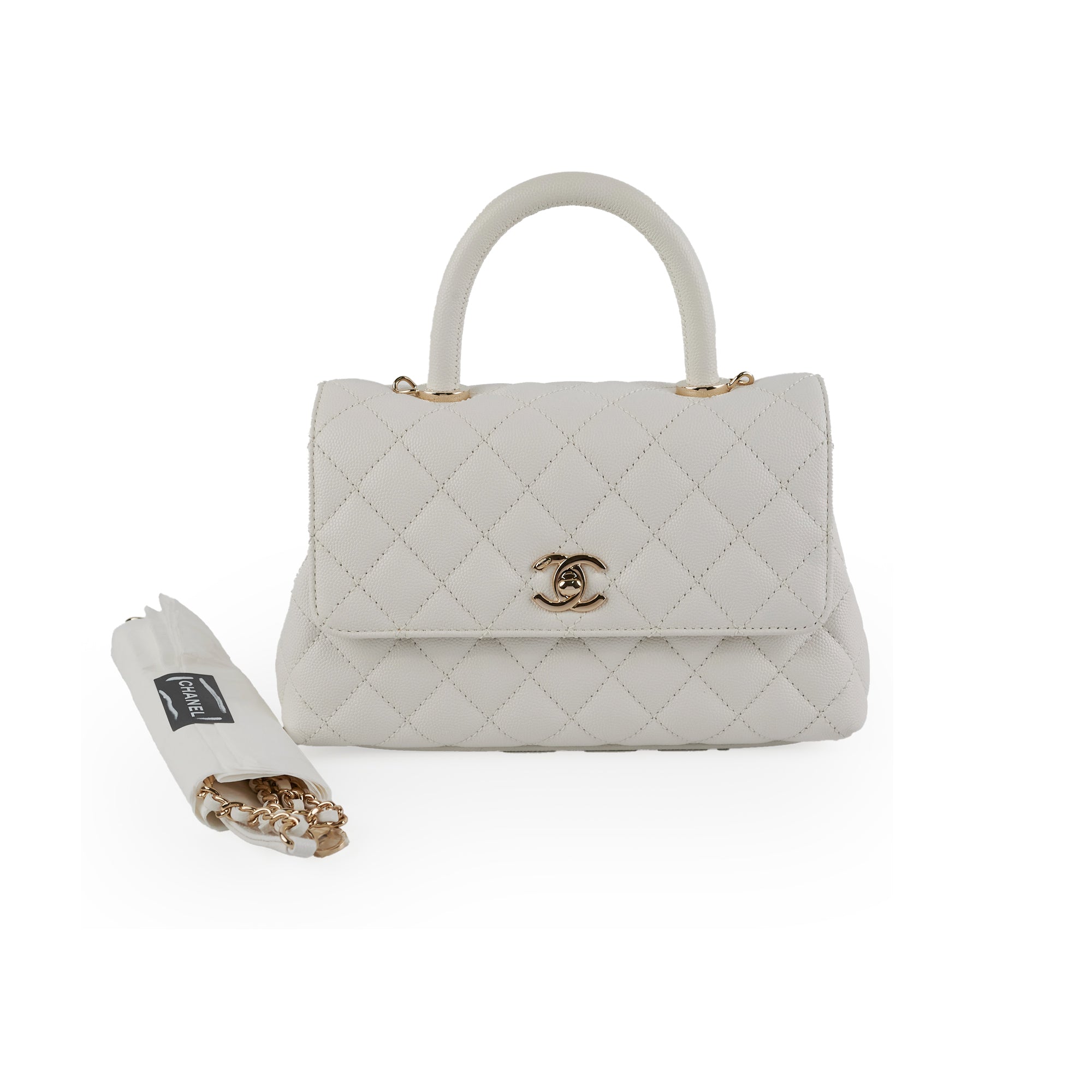 Chanel Coco Handle Small Caviar White