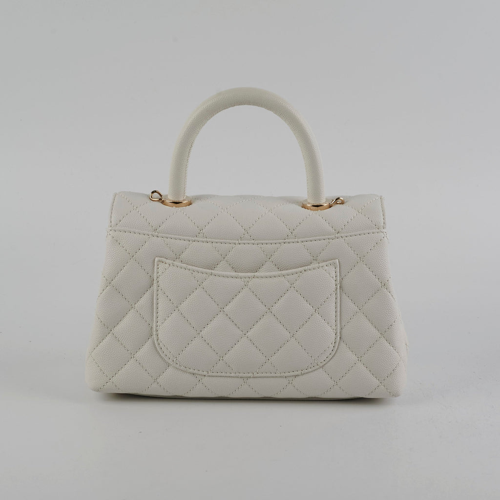 Chanel Coco Handle Small Caviar White