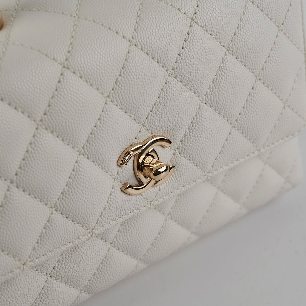 Chanel Coco Handle Small Caviar White