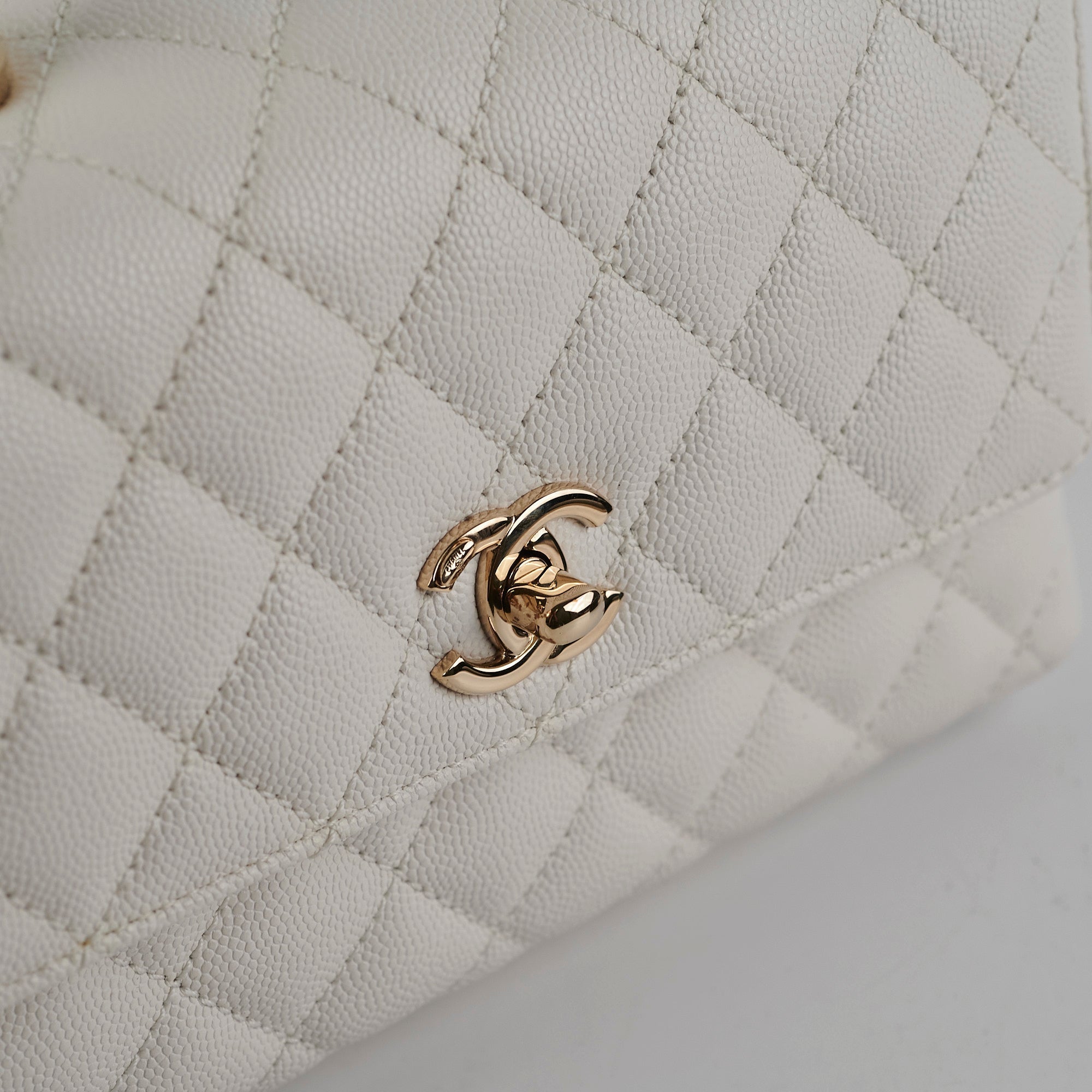 Chanel Coco Handle Small Caviar White