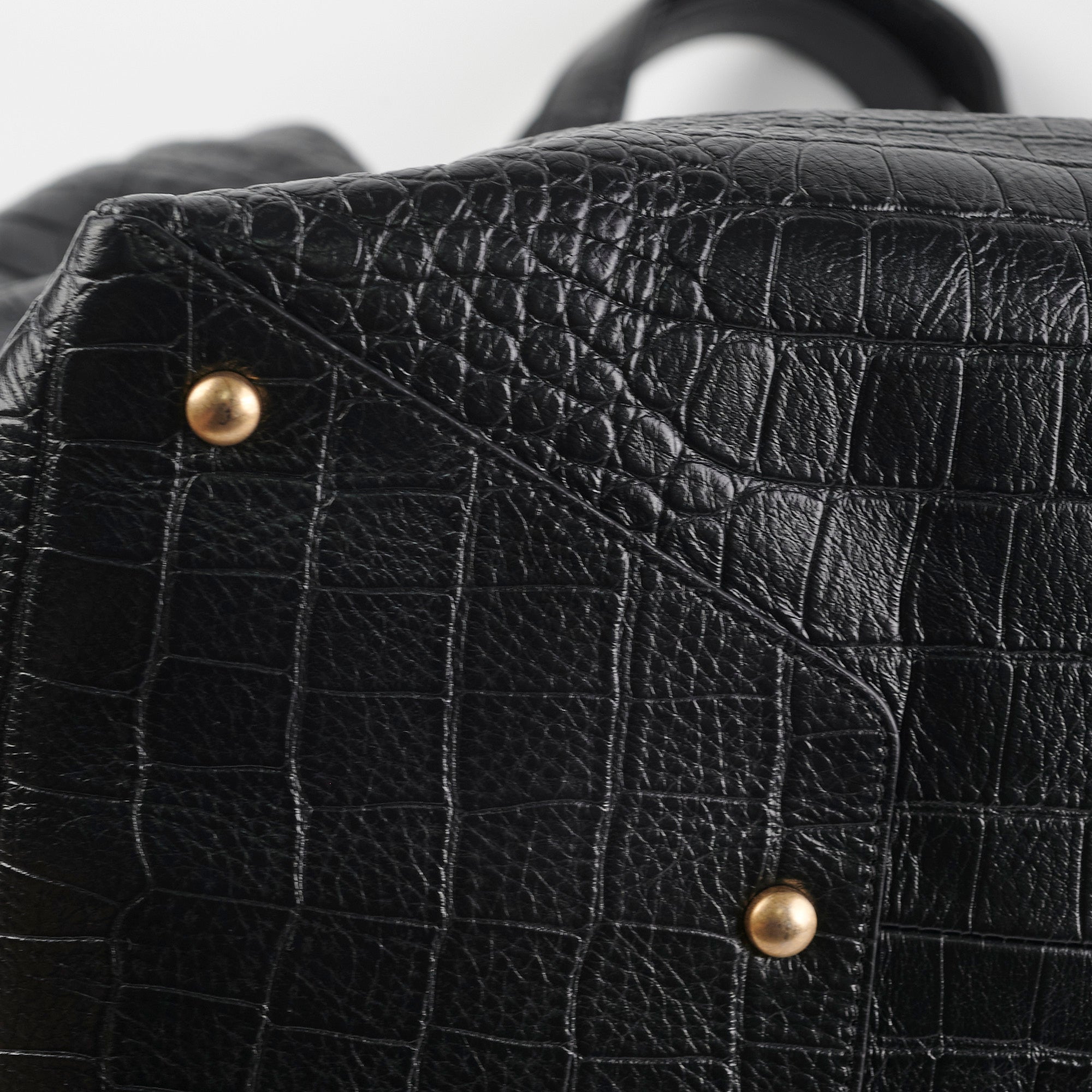 Chanel Black Croc Embossed Shopping Tote