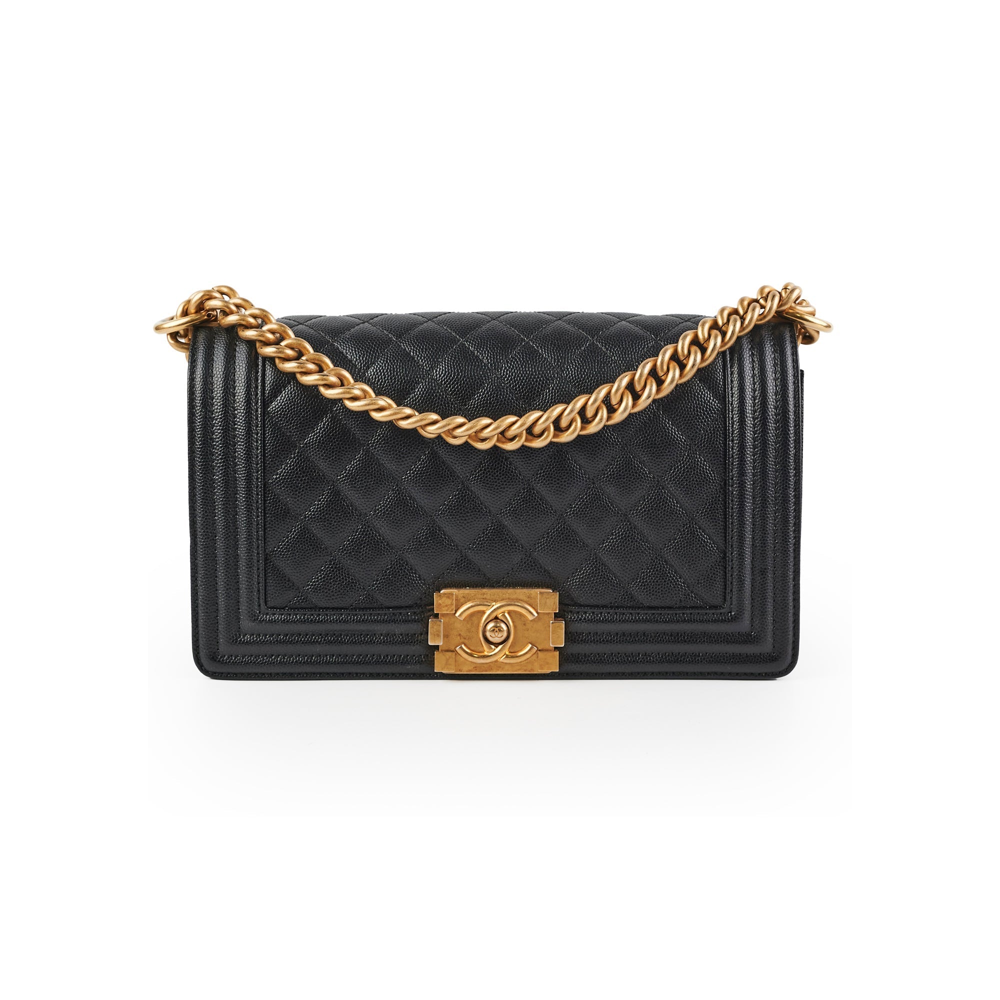 Chanel Old Medium Boy Caviar Black