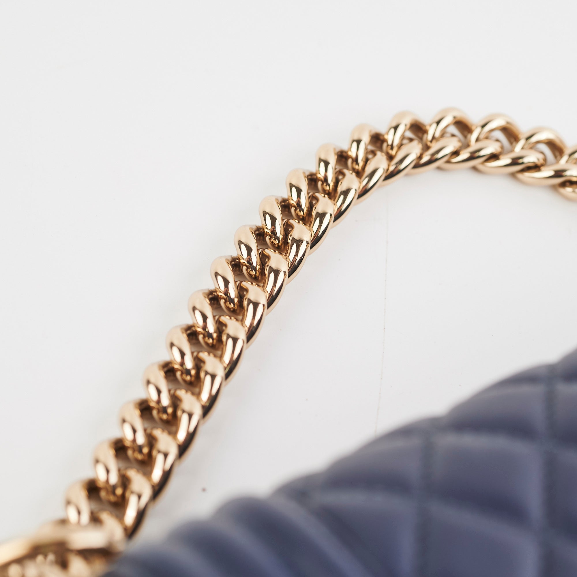 Chanel Old Medium Boy Lambskin Navy Bag