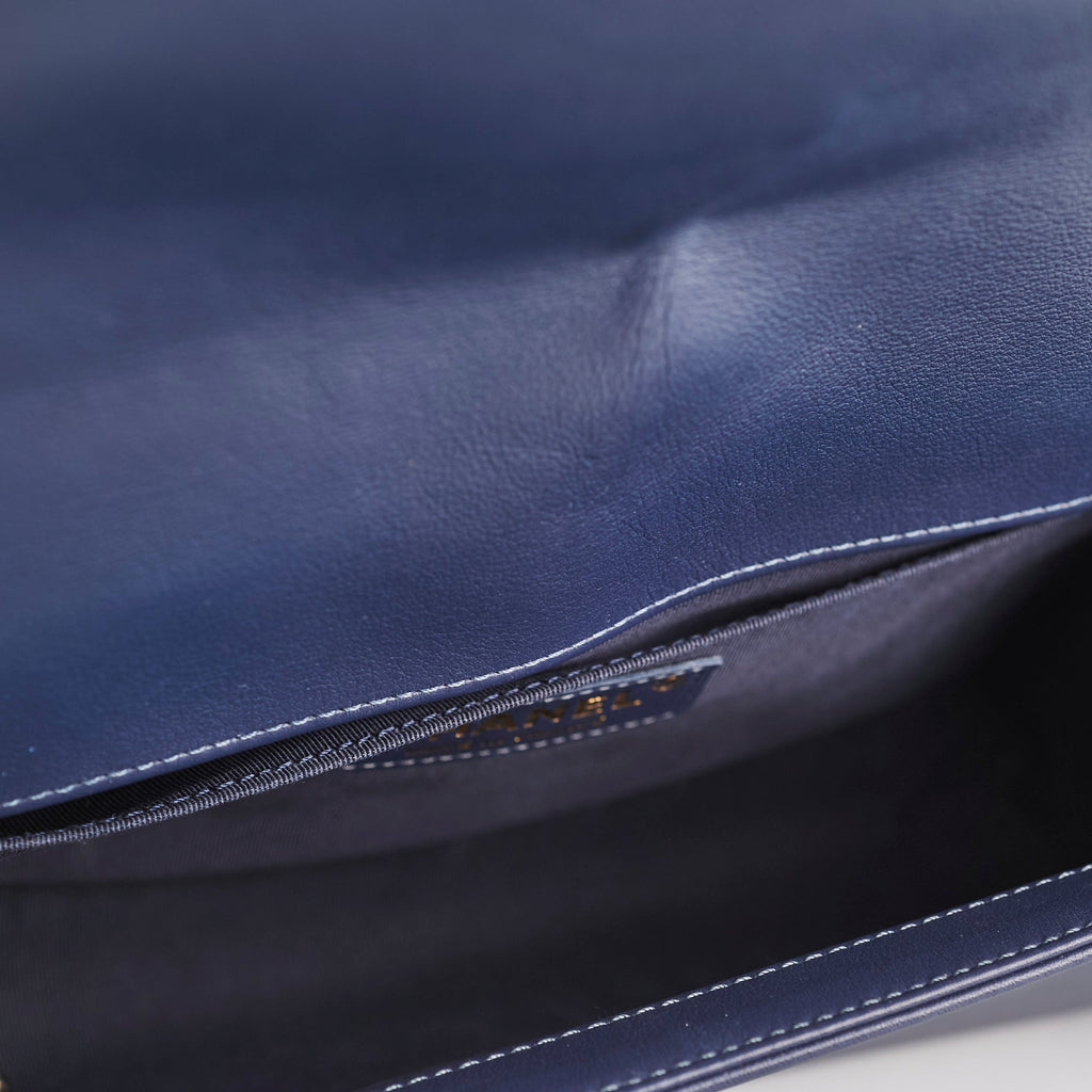 Chanel Old Medium Boy Lambskin Navy Bag