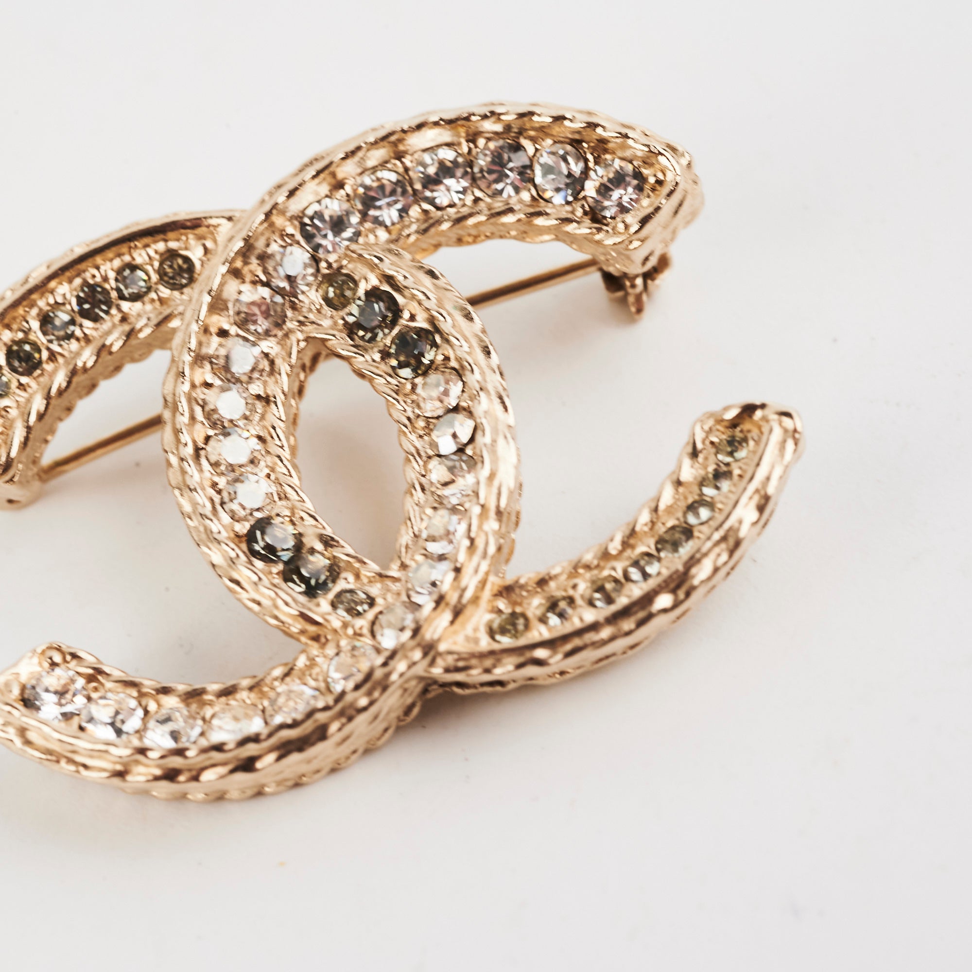 Chanel Gold Rhinestone Brooch Costume Jewellery