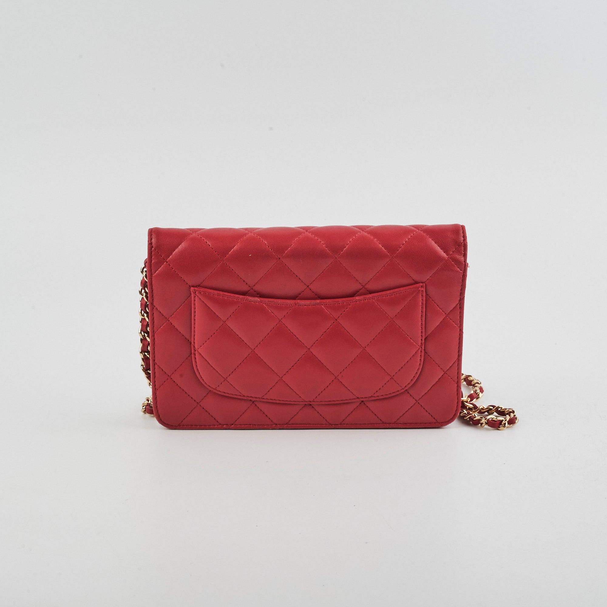 Chanel Wallet On Chain WOC Lambskin Dark Pink