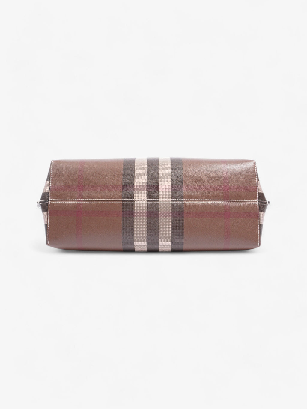 Burberry Check Tote Dark Birch Brown Calfskin Leather Medium
