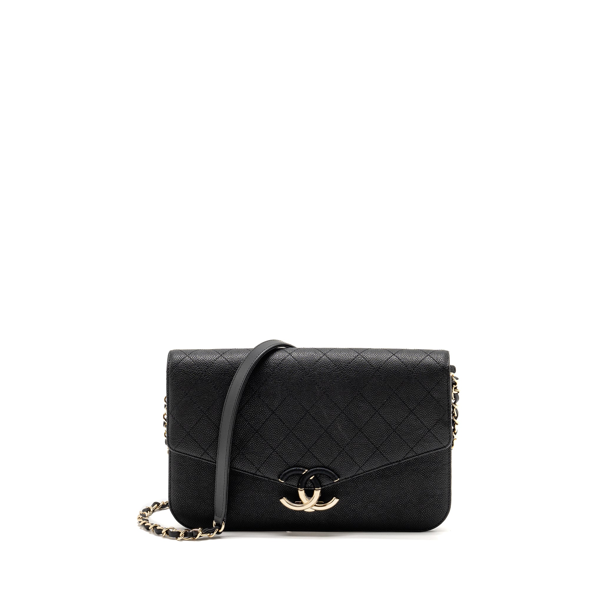 Chanel Paris-Cuba Thread Around Flap Bag With Chain Caviar Black L