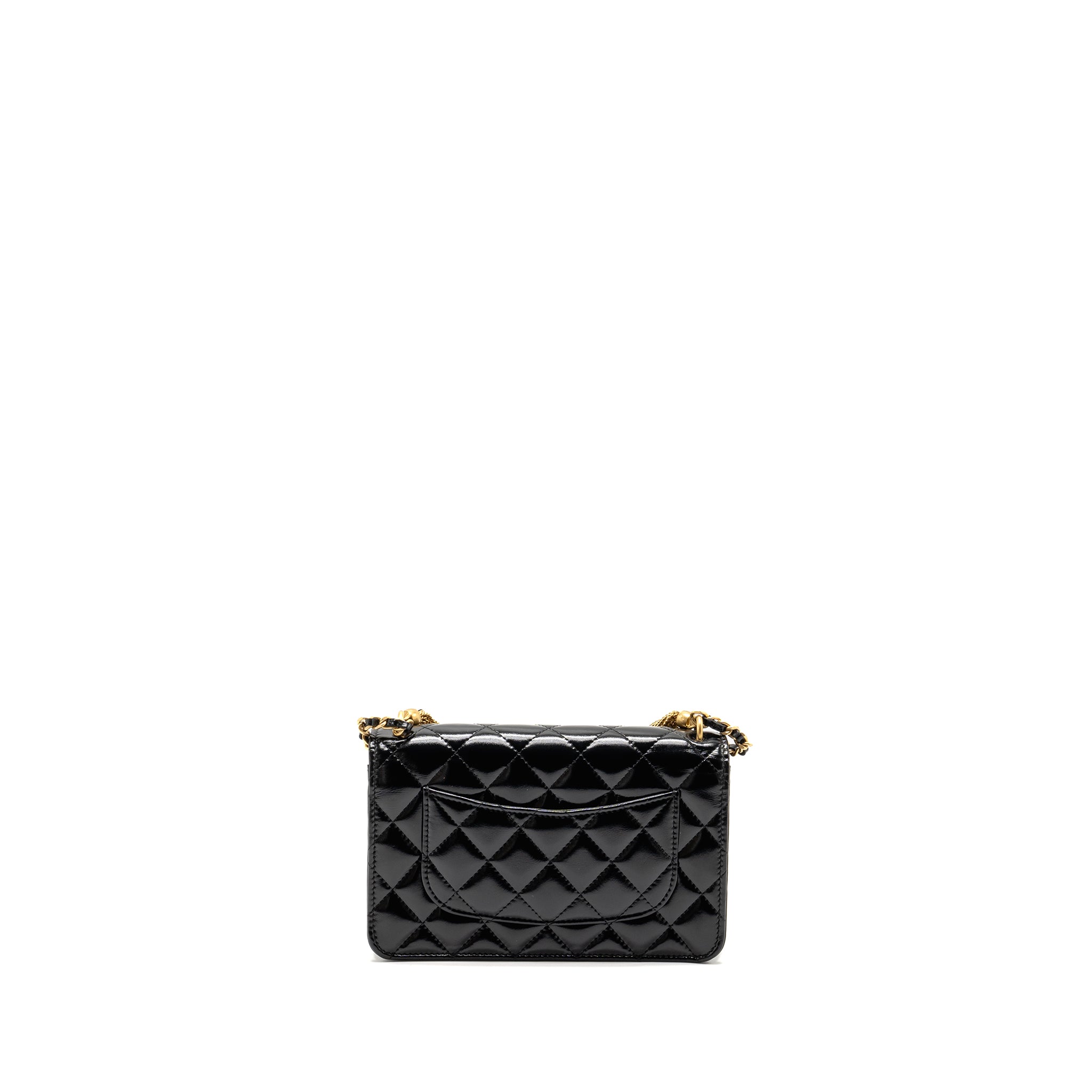 Chanel 24A Wallet On Chain Shiny Calfskin Black  (Microchip)