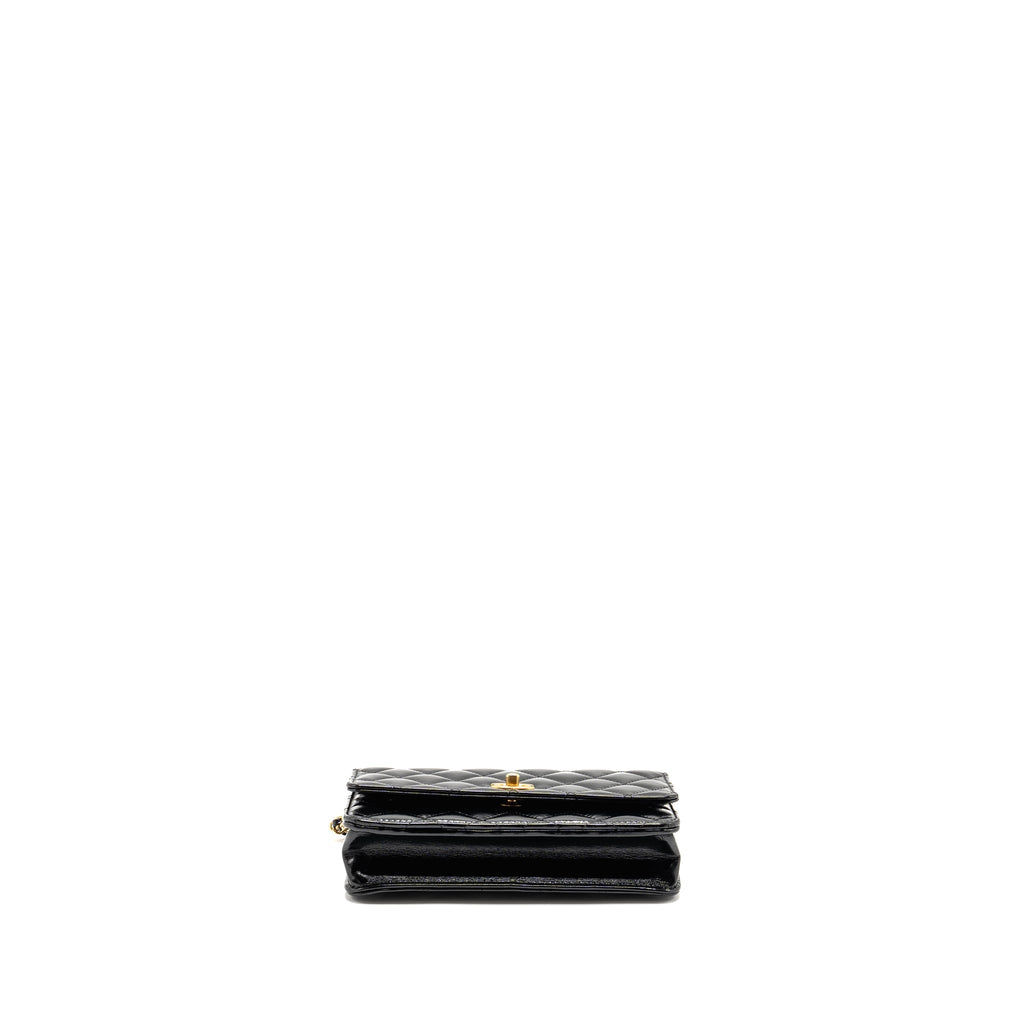 Chanel 24A Wallet On Chain Shiny Calfskin Black  (Microchip)