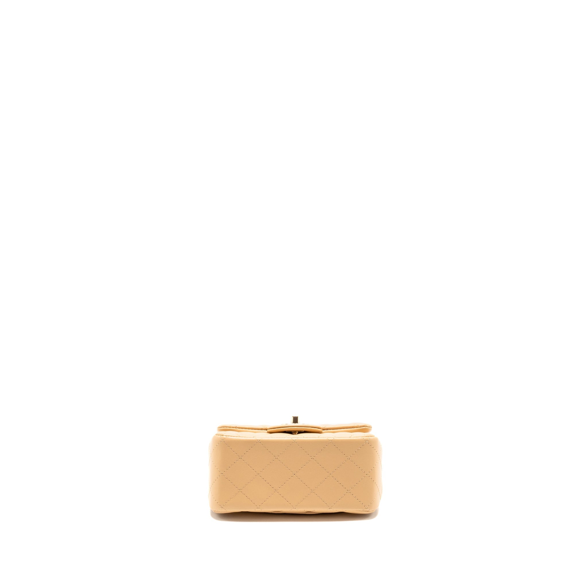 Chanel Mini Square Flap Bag Lambskin Beige L (Microchip)