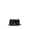 Chanel Mini Rectangular Flap Bag Chevron Lambskin Black L