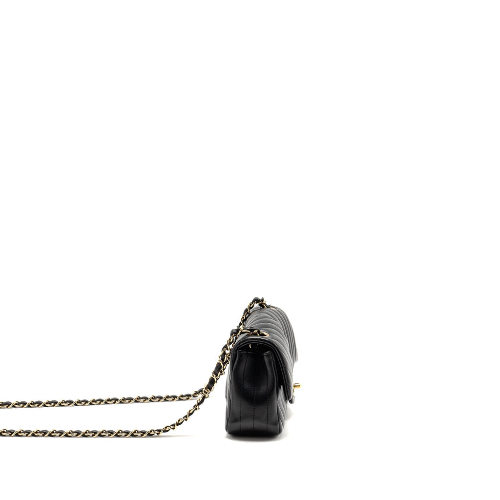 Chanel Mini Rectangular Flap Bag Chevron Lambskin Black L