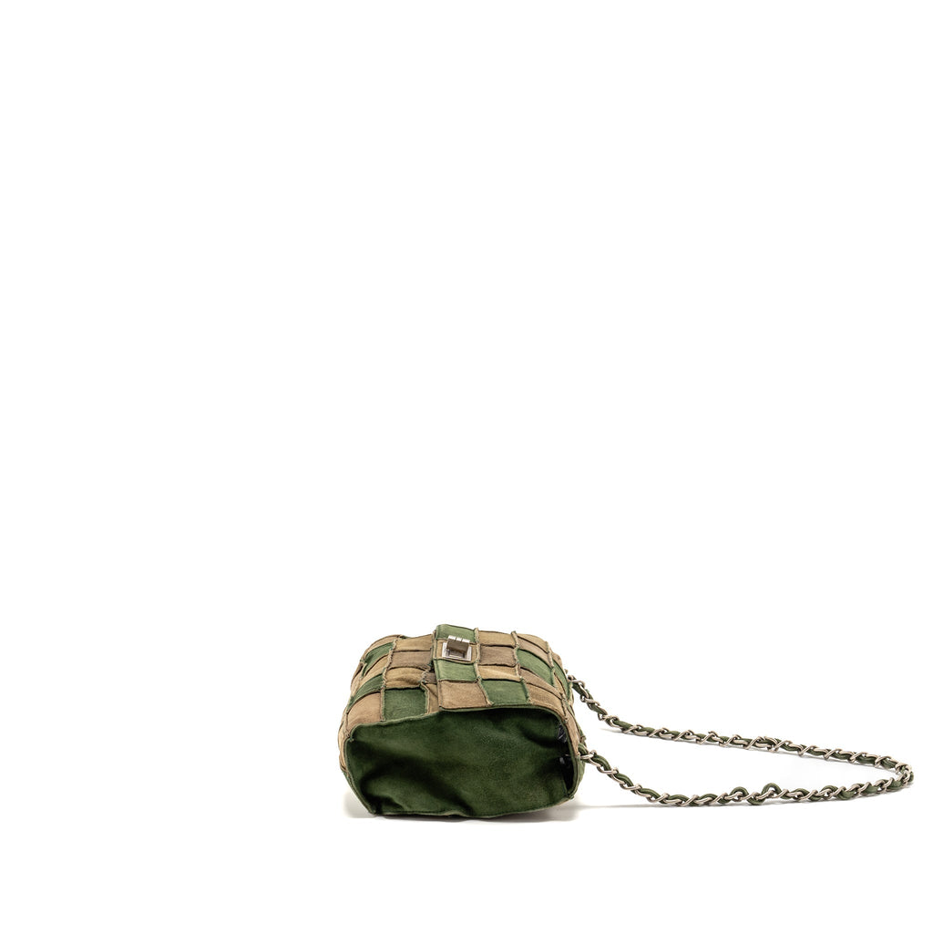 Chanel 2.55 Patchwork Single Flap Bag Suede Dark Green