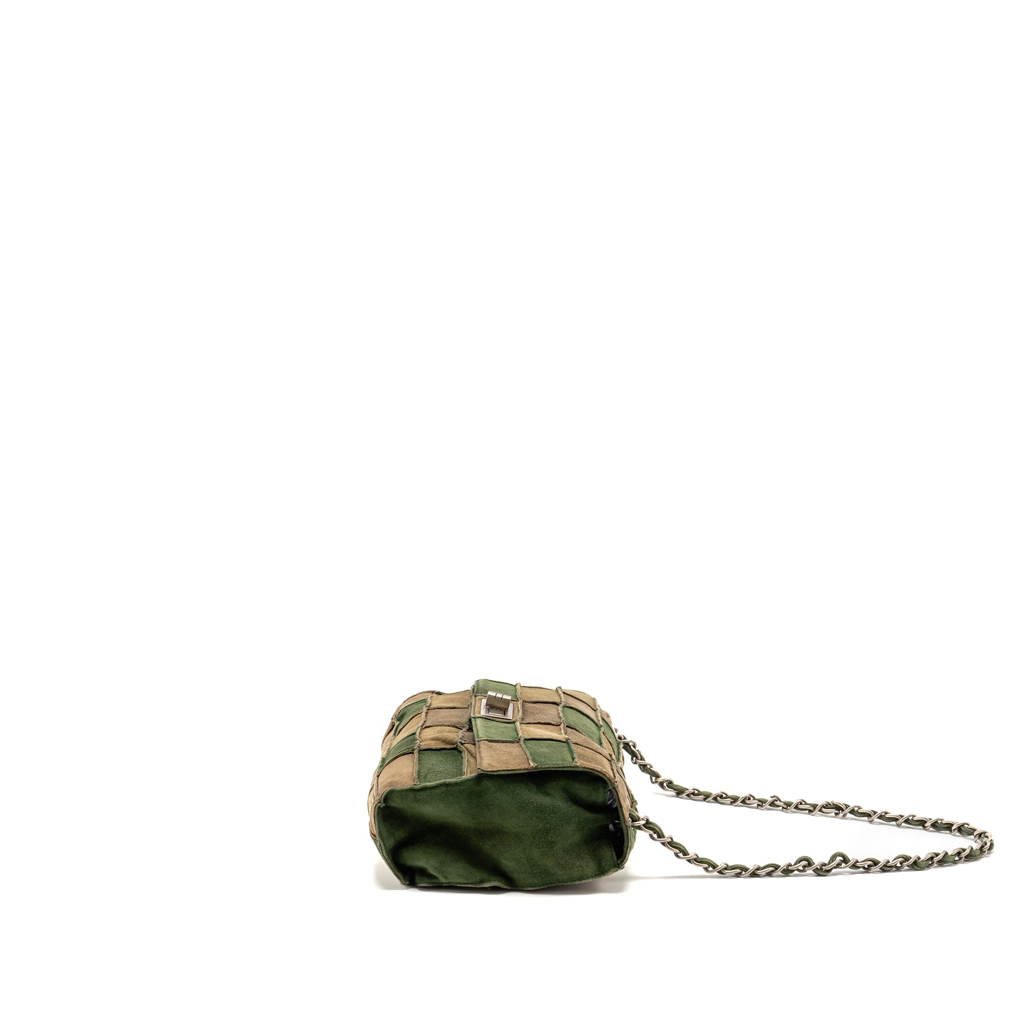 Chanel 2.55 Patchwork Single Flap Bag Suede Dark Green