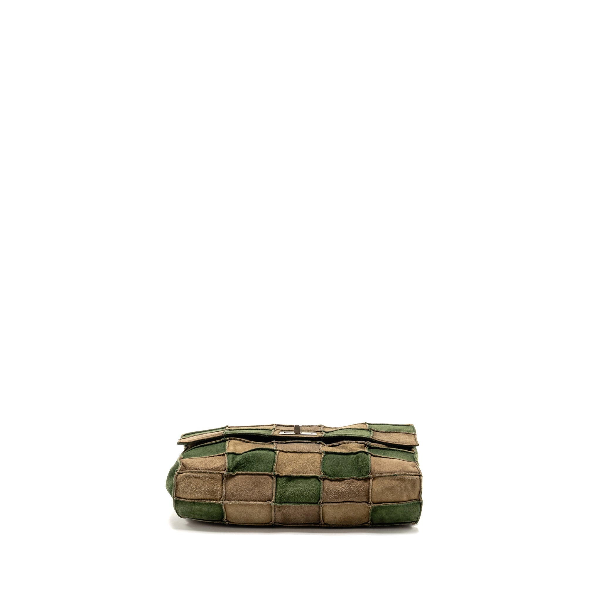 Chanel 2.55 Patchwork Single Flap Bag Suede Dark Green