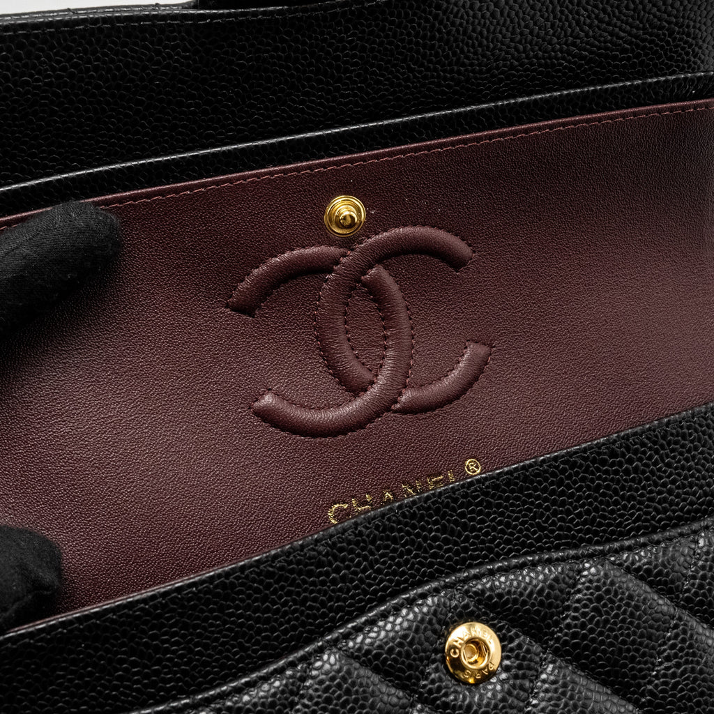 Chanel Small Classic Double FLAP BAG Caviar Black  (Microchip)