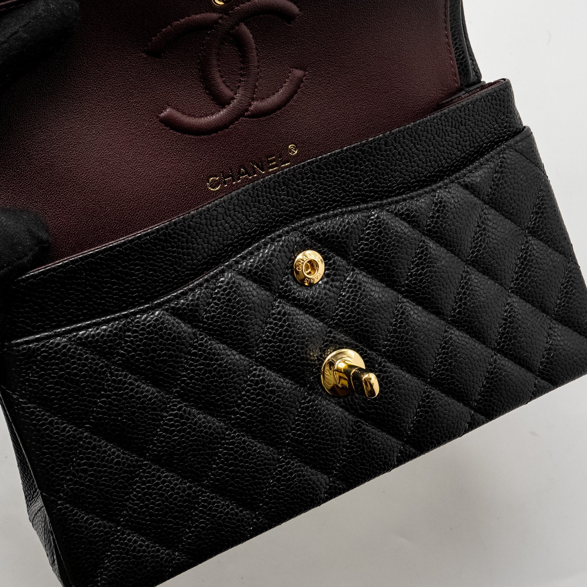 Chanel Small Classic Double FLAP BAG Caviar Black  (Microchip)