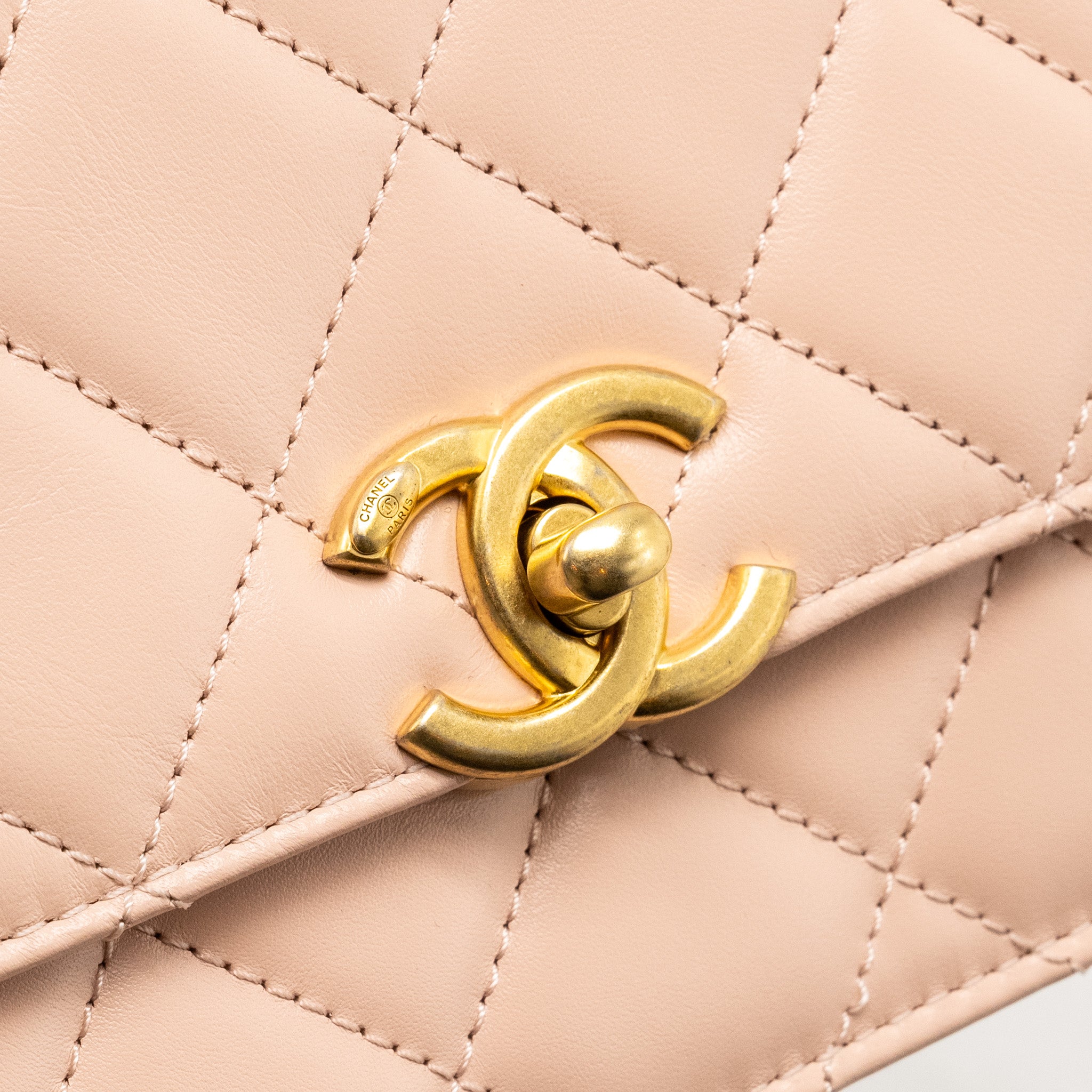 Chanel Gold Crush Mini Flap Bag Calfskin Light Pink  (microchip)