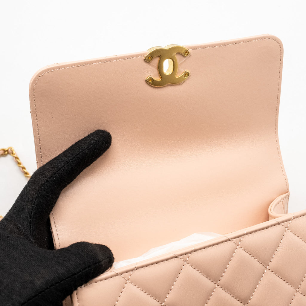 Chanel Gold Crush Mini Flap Bag Calfskin Light Pink  (microchip)