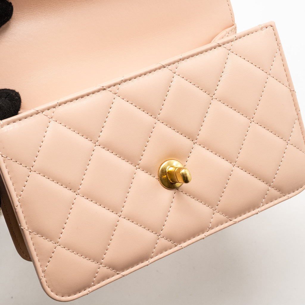 Chanel Gold Crush Mini Flap Bag Calfskin Light Pink  (microchip)