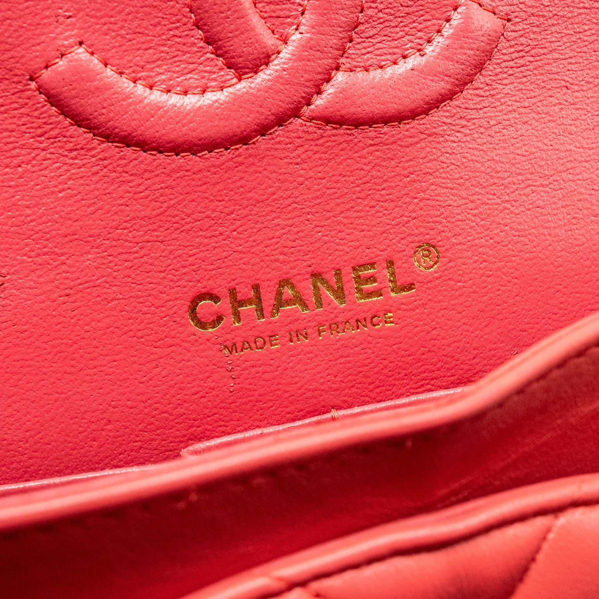 Chanel Medium Classic Double Flap Bag Chevron Lambskin Pink L