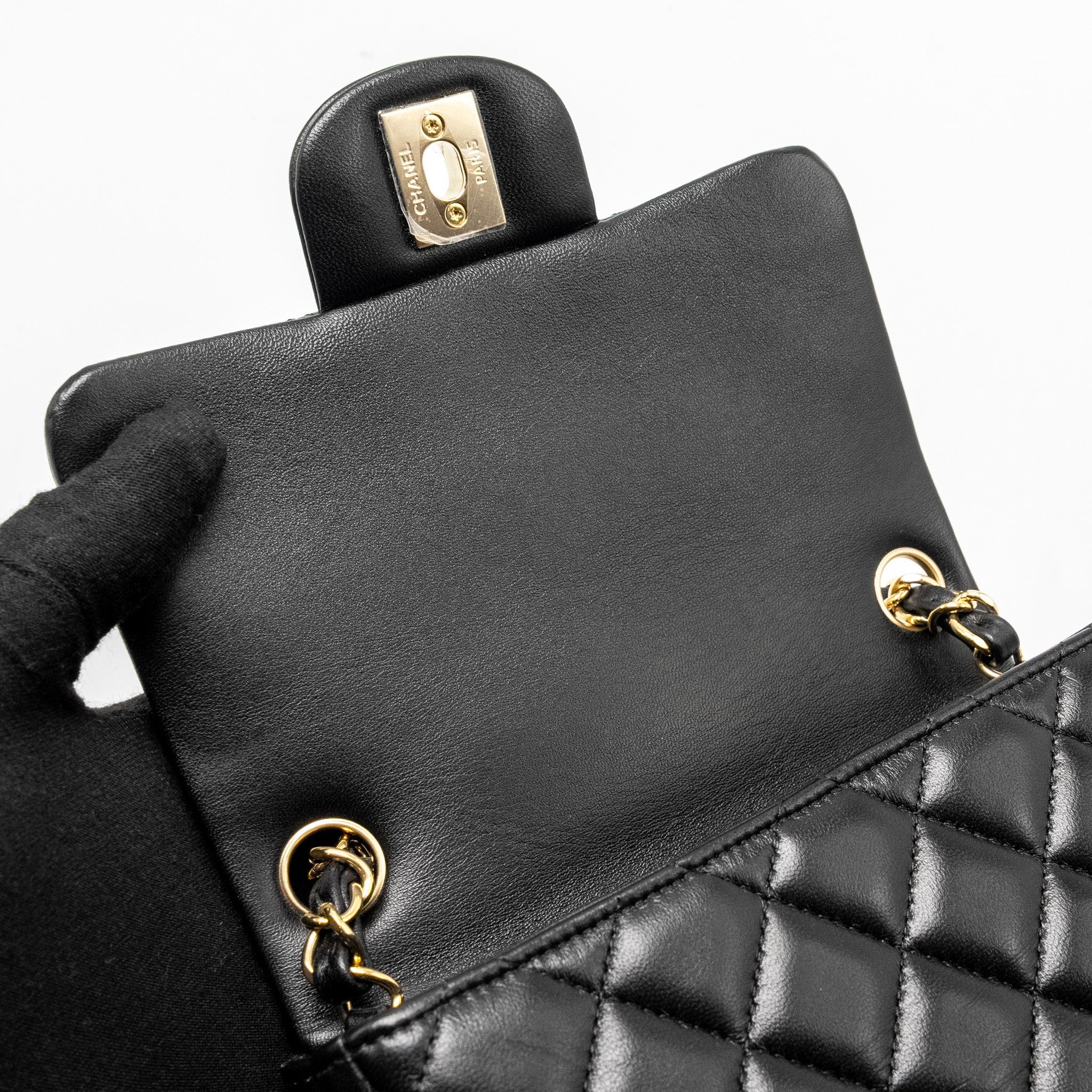 Chanel mini square flap Bag lambskin Black L (Microchip)