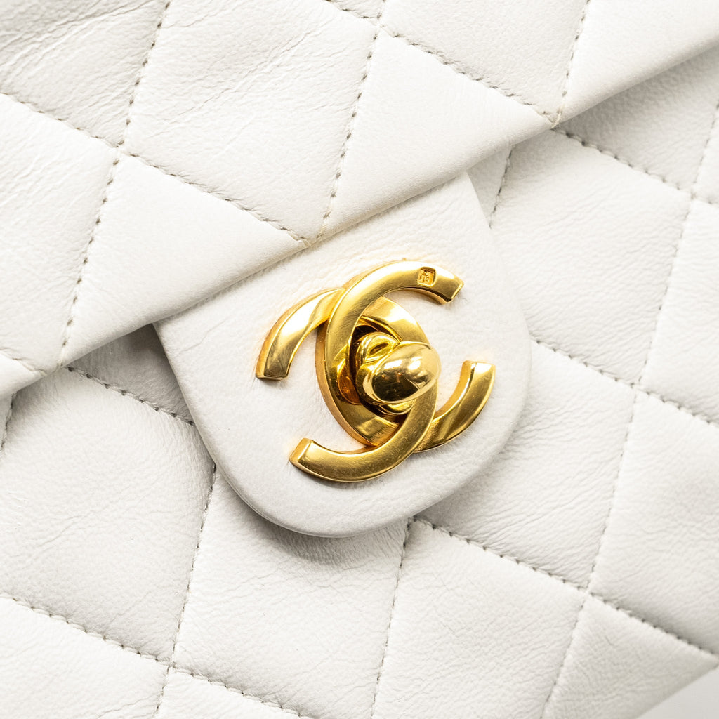 Chanel Vintage quilted square flap bag lambskin white