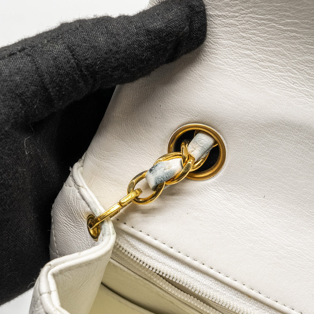 Chanel Vintage quilted square flap bag lambskin white