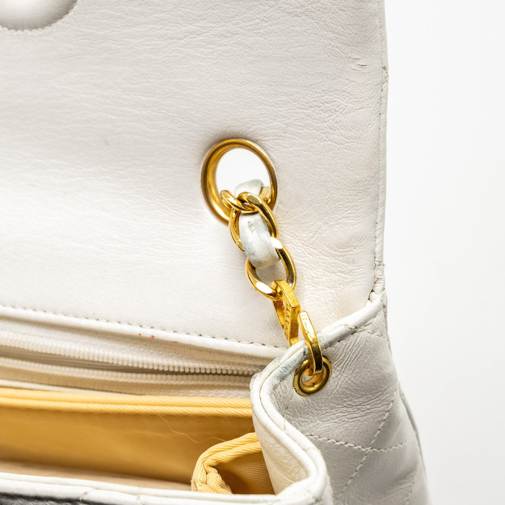 Chanel Vintage quilted square flap bag lambskin white