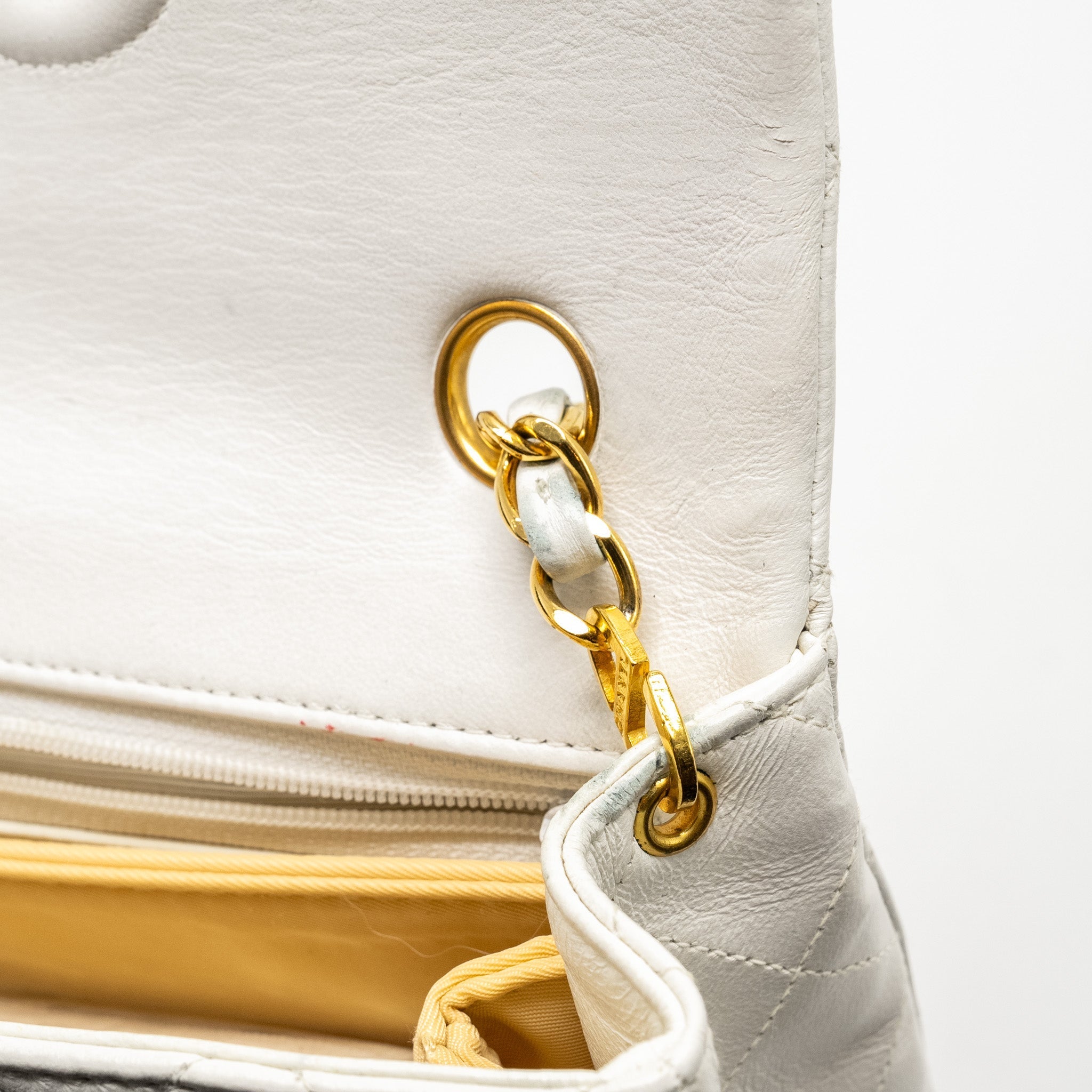 Chanel Vintage quilted square flap bag lambskin white