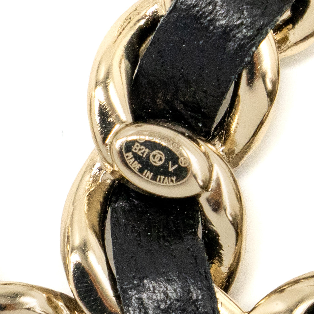 Chanel CC Logo Leather Chain Brooch L