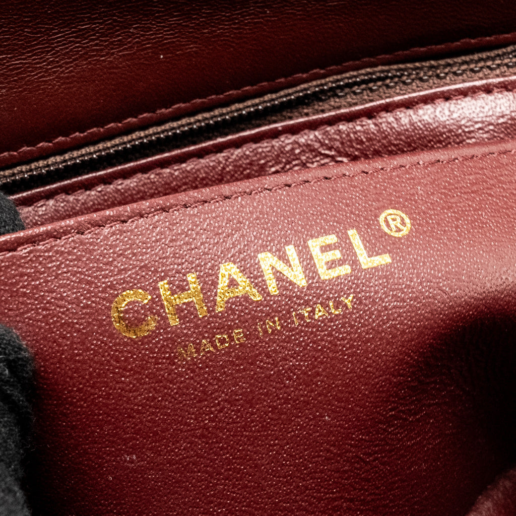 Chanel Mini Rectangular Flap bag fabric / lambskin navy