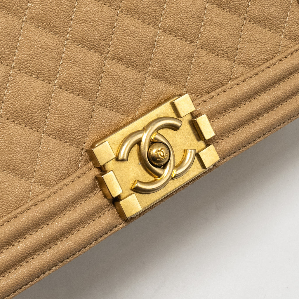 Chanel Medium Boy Bag Caviar Beige