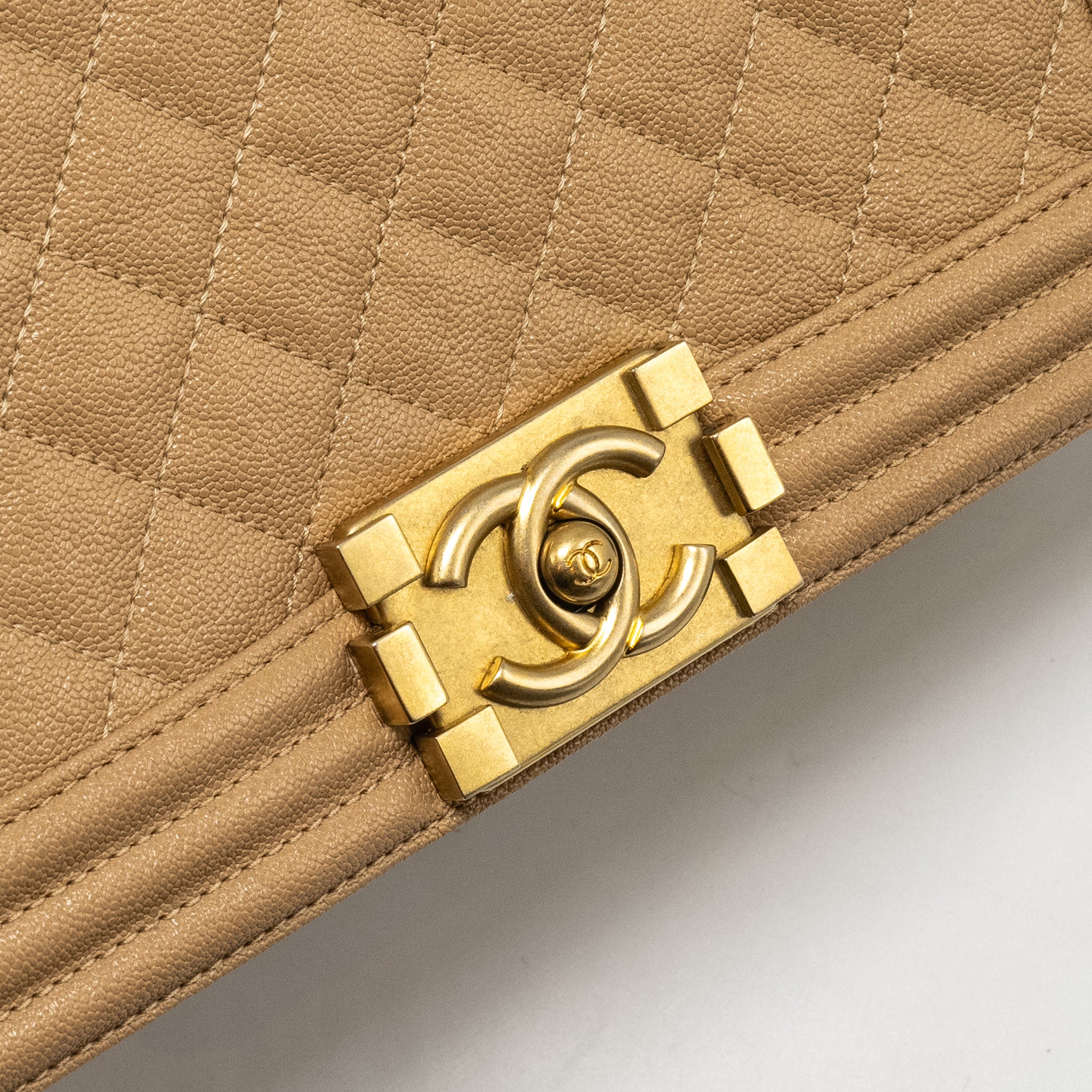 Chanel Medium Boy Bag Caviar Beige
