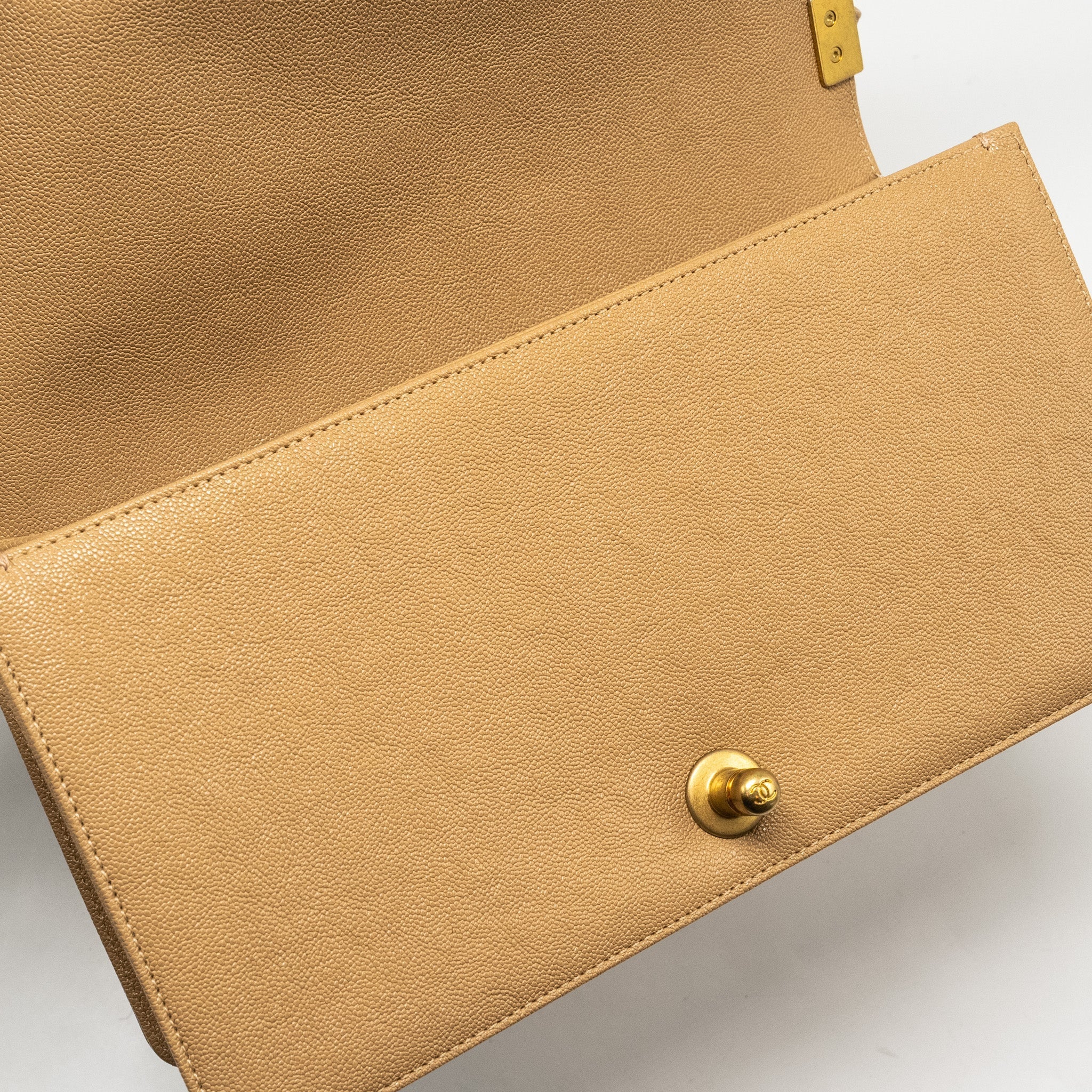 Chanel Medium Boy Bag Caviar Beige