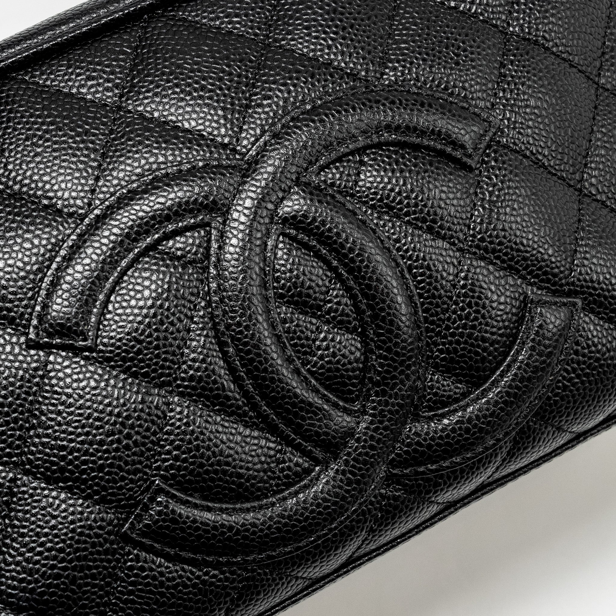 Chanel Vintage Quilted CC Logo Bowling Bag Caviar Black