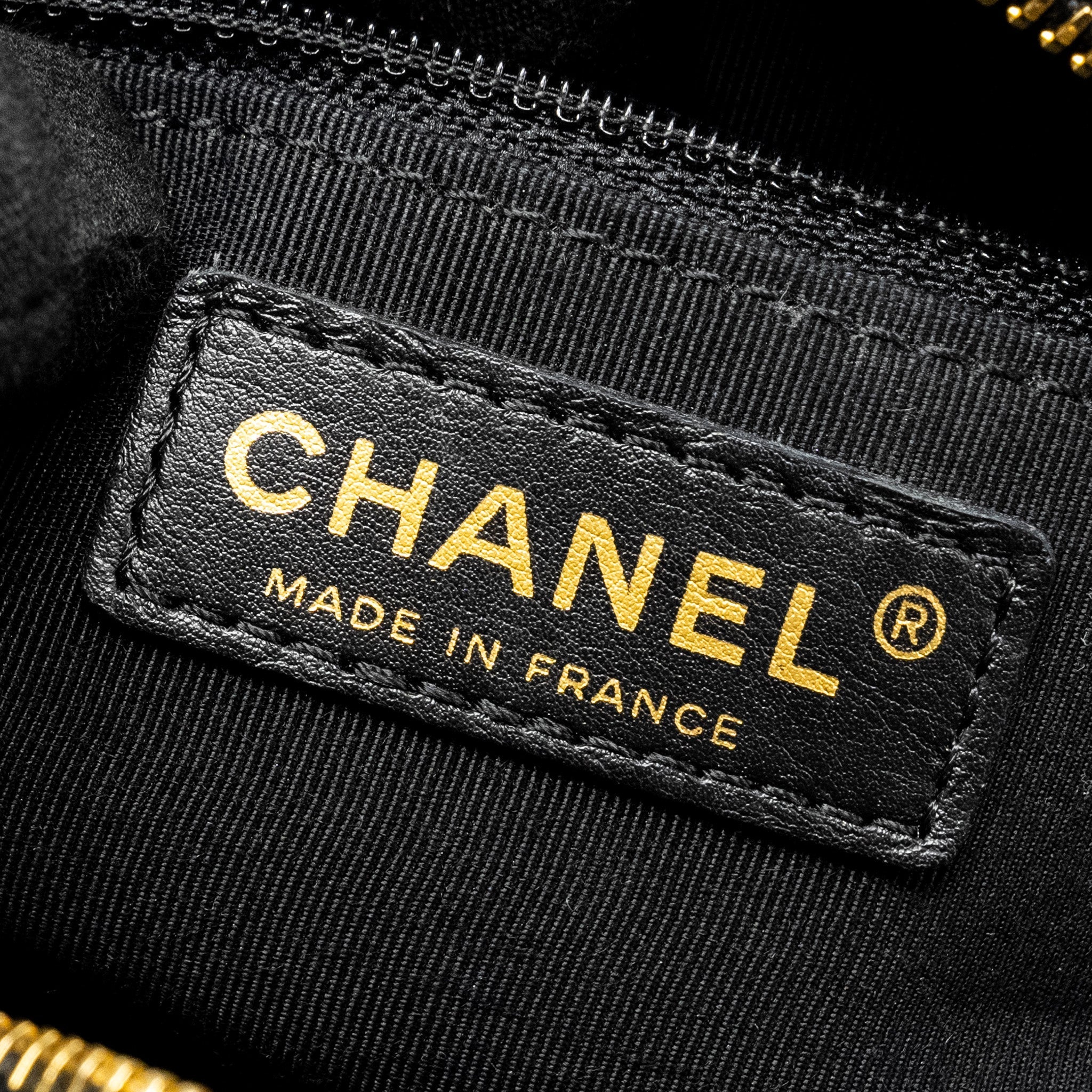 Chanel Vintage Quilted CC Logo Bowling Bag Caviar Black